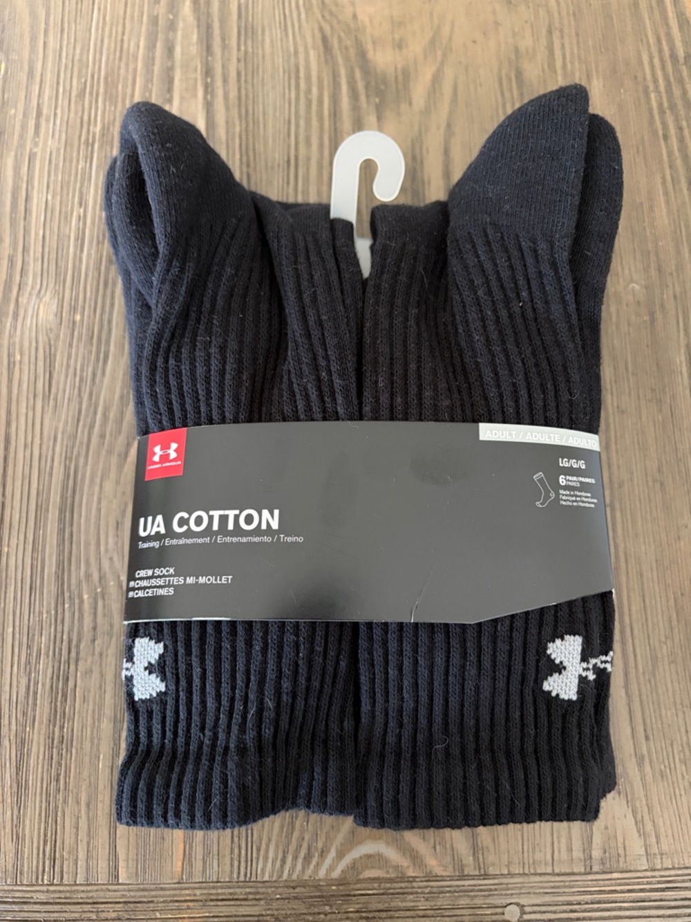 Under Armour Black UA Cotton Crew Socks - Pack